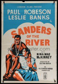 4k328 SANDERS OF THE RIVER English 1sh R50s Paul Robeson as Nigeria jungle native, Edgar Wallace