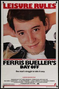 4k040 FERRIS BUELLER'S DAY OFF 1sh '86 c/u of Matthew Broderick in John Hughes teen classic!