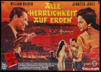 4k181 LOVE IS A MANY-SPLENDORED THING German 2p R65 Kede art of William Holden & Jennifer Jones!