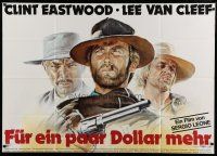 4k185 FOR A FEW DOLLARS MORE German 33x47 R78 best art of Clint Eastwood, Lee Van Cleef & Kinski!