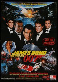 4k371 JAMES BOND DIE WELT DES 007 German '98 Bond film festival, cool image of all Bond actors!