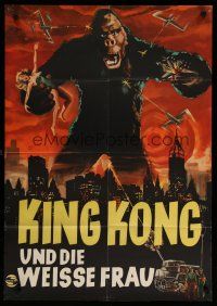 4k200 KING KONG German R60 art of the giant ape holding Fay Wray over New York skyline!