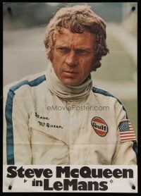 4k202 LE MANS black title teaser German '71 c/u of race car driver Steve McQueen in uniform!