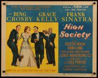 4k309 HIGH SOCIETY style B 1/2sh '56 Frank Sinatra, Bing Crosby, Grace Kelly & Louis Armstrong!