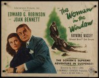 4k323 WOMAN IN THE WINDOW style A 1/2sh '44 Fritz Lang, Edward G. Robinson, sexy Joan Bennett!