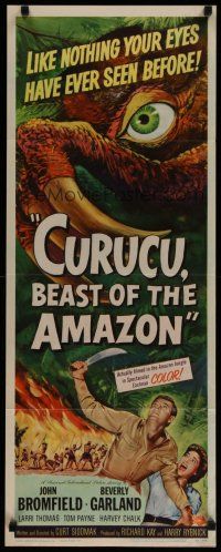 4k273 CURUCU, BEAST OF THE AMAZON insert '56 Universal horror, great monster art by Reynold Brown!