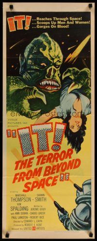 4k278 IT! THE TERROR FROM BEYOND SPACE insert '58 great artwork of wacky monster with victim!