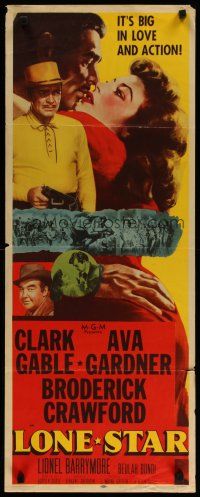 4k283 LONE STAR insert '51 Clark Gable with gun & close up kissing sexy Ava Gardner!