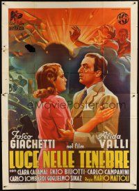 4k122 LUCE NELLE TENEBRE Italian 2p '41 great art of Alida Valli & Giachetti by Luigi Martinati!