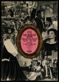 4k415 LA DOLCE VITA Italian 27x37 pbusta '60 Federico Fellini, cool montage of movie scenes!