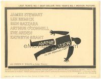 4k091 ANATOMY OF A MURDER style B TC '59 Otto Preminger, classic Saul Bass dead body silhouette art