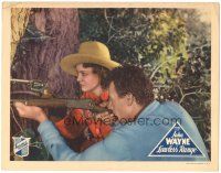 4k106 LAWLESS RANGE LC '35 cool c/u of John Wayne & Sheila Bromley both aiming their guns!