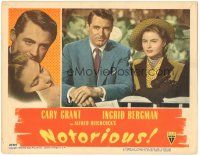 4k111 NOTORIOUS LC #2 '46 c/u of Cary Grant & Ingrid Bergman at the race track, Hitchcock classic!