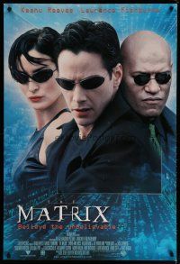 4k251 MATRIX int'l faces style 1sh '99 Keanu Reeves, Carrie-Anne Moss, Fishburne, Wachowskis!