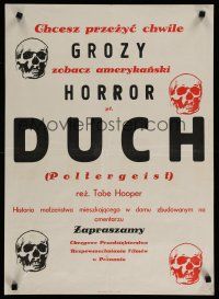 4k387 POLTERGEIST Polish 19x27 '84 Tobe Hooper & Spielberg horror classic, different skull art!