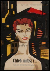 4k394 SCANDAL IN SORRENTO Polish 23x33 '56 wonderful art of sexy Sophia Loren by Flisak, De Sica