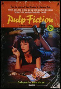 4k256 PULP FICTION recalled advance 1sh '94 Quentin Tarantino, Uma Thurman smoking Lucky Strikes!
