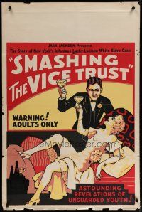 4k262 SMASHING THE VICE TRUST 1sh '37 the story of New York's infamous Lucky Luciano, great art!