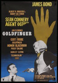 4k367 GOLDFINGER Swedish R67 Honor Blackman holding gun on Sean Connery as James Bond, different!