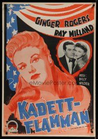4k370 MAJOR & THE MINOR Swedish '43 different Aberg art of Ginger Rogers + photo with Ray Milland!