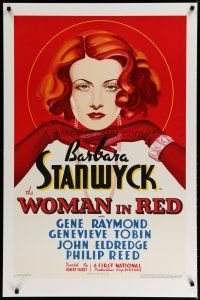 4k270 WOMAN IN RED S2 recreation w/COA 1sh 2000 incredible art of sexy redhead Barbara Stanwyck!