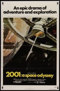 4m003 2001: A SPACE ODYSSEY 1sh R80 Stanley Kubrick, art of space wheel by Bob McCall!