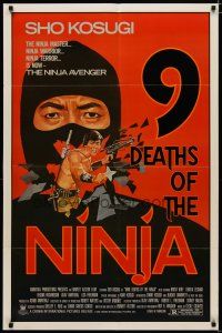 4m012 9 DEATHS OF THE NINJA 1sh '85 avenger Sho Kosugi, cool martial arts artwork!