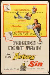 4m018 ACTORS & SIN 1sh '52 the private lives of Broadway & Hollywood strictly off the record!