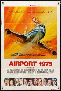 4m026 AIRPORT 1975 int'l 1sh '74 Charlton Heston, Karen Black, G. Akimoto aviation accident art!