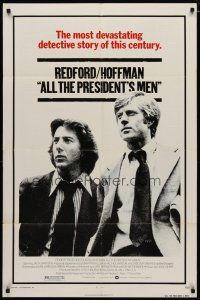 4m033 ALL THE PRESIDENT'S MEN 1sh '76 Dustin Hoffman & Robert Redford as Woodward & Bernstein!