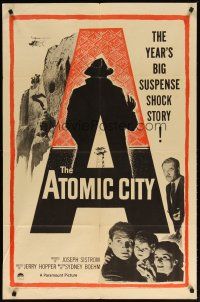 4m065 ATOMIC CITY 1sh '52 Cold War nuclear scientist Gene Barry in the big suspense shock story!