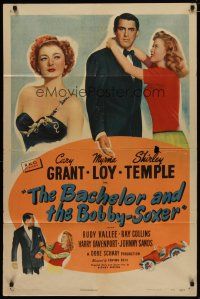 4m074 BACHELOR & THE BOBBY-SOXER style A 1sh '47 Cary Grant dates Shirley Temple & sexy Myrna Loy!