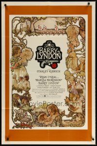 4m087 BARRY LYNDON int'l 1sh '75 Stanley Kubrick, Ryan O'Neal, colorful art of cast by Charles Gehm!