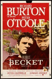 4m097 BECKET 1sh '64 Richard Burton in the title role, Peter O'Toole, John Gielgud!