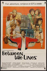 4m102 BETWEEN THE LINES 1sh '77 Richard Amsel artwork, John Heard, fun, adventure & romance!