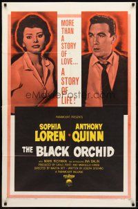 4m118 BLACK ORCHID 1sh '59 Anthony Quinn, Sophia Loren, a story of love directed by Martin Ritt!