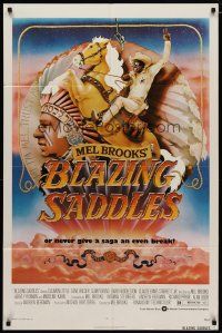 4m122 BLAZING SADDLES 1sh '74 classic Mel Brooks western, art of Cleavon Little by John Alvin!