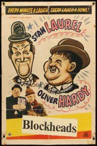 4m503 LAUREL & HARDY 1sh '40s great cartoon art of Stan & Oliver!
