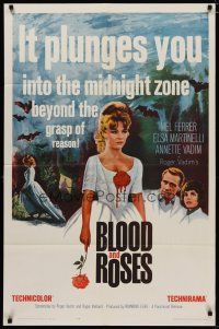 4m126 BLOOD & ROSES 1sh '61 Et mourir de plaisir, Roger Vadim, sexiest vampire Annette Vadim!