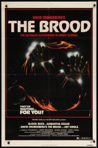 4m151 BROOD 1sh '79 David Cronenberg, Oliver Reed, Samantha Eggar, art of monster in embryo!