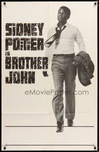 4m152 BROTHER JOHN teaser 1sh '71 great full-length image of angelic Sidney Poitier!