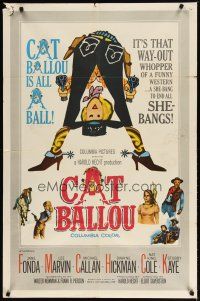 4m177 CAT BALLOU int'l 1sh '65 classic sexy cowgirl Jane Fonda, Lee Marvin, great artwork!