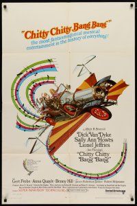 4m193 CHITTY CHITTY BANG BANG 1sh '69 Dick Van Dyke, Sally Ann Howes, artwork of wild flying car!