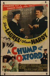 4m196 CHUMP AT OXFORD 1sh R46 great images of Laurel & Hardy in cap and gown!
