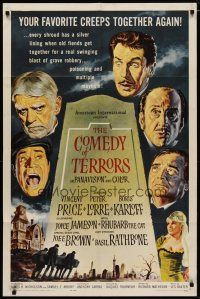 4m209 COMEDY OF TERRORS 1sh '64 Boris Karloff, Peter Lorre, Vincent Price, Joe E. Brown, Tourneur