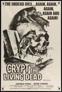 4m225 CRYPT OF THE LIVING DEAD 1sh '73 cool Smith horror art, the undead dies again and again!