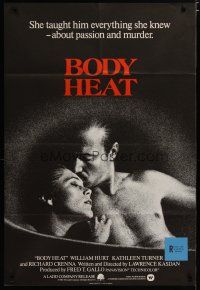 4m133 BODY HEAT English 1sh '82 close-up of William Hurt & sexy Kathleen Turner!