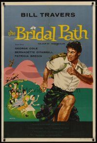 4m587 MATING TIME English 1sh '59 wacky artwork of Bill Travers chased by women, The Bridal Path!