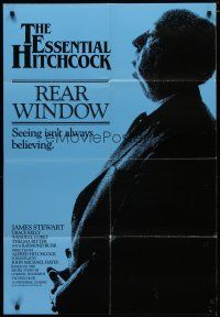 4m746 REAR WINDOW English 1sh R83 Jimmy Stewart, Grace Kelly, profile image of Alfred Hitchcock!