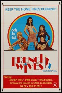 4m345 FRENCH WIVES 1sh '70 Andrea True, Jamie Gillis, Tina Russell, sexy art!